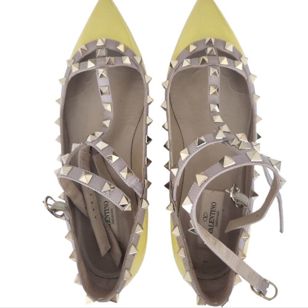 Valentino Rockstud Cage Ballet Flats Yellow 1 - Picture 6 of 15
